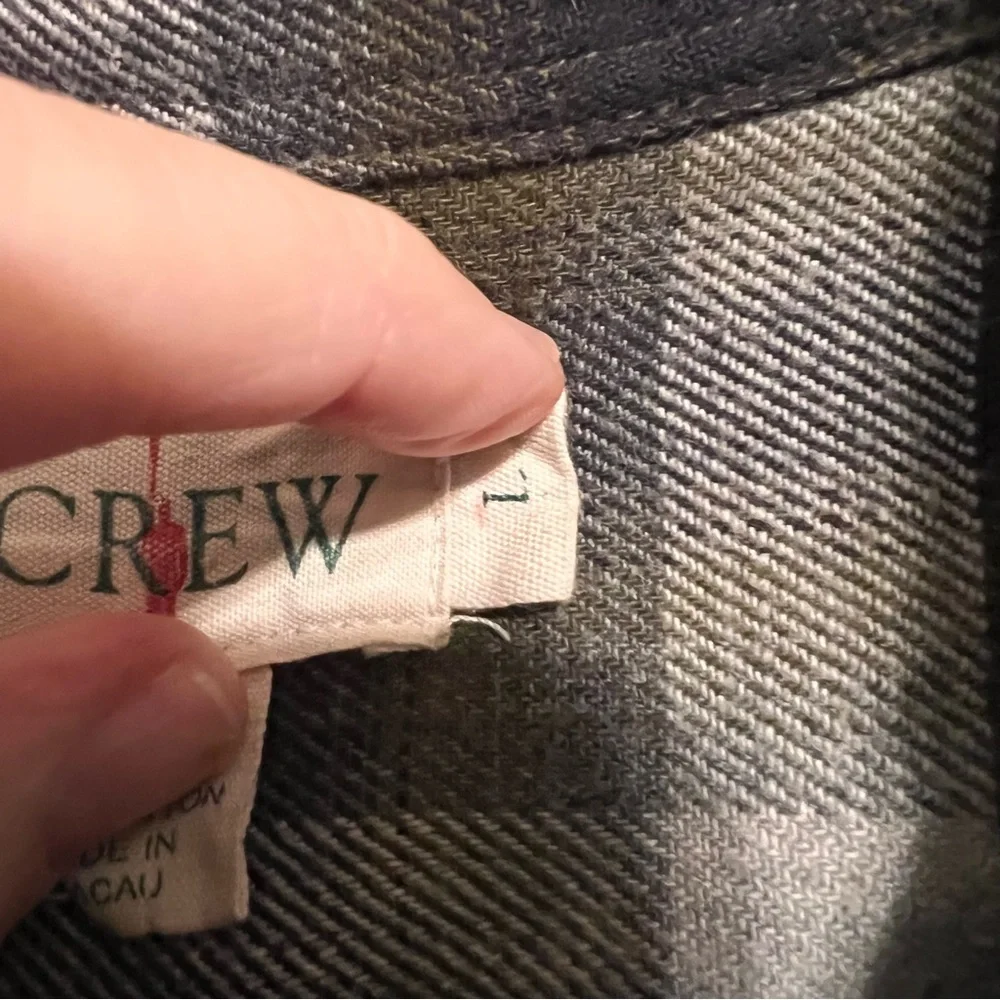 J. Crew Black and Gray Plaid Flannel Shirt